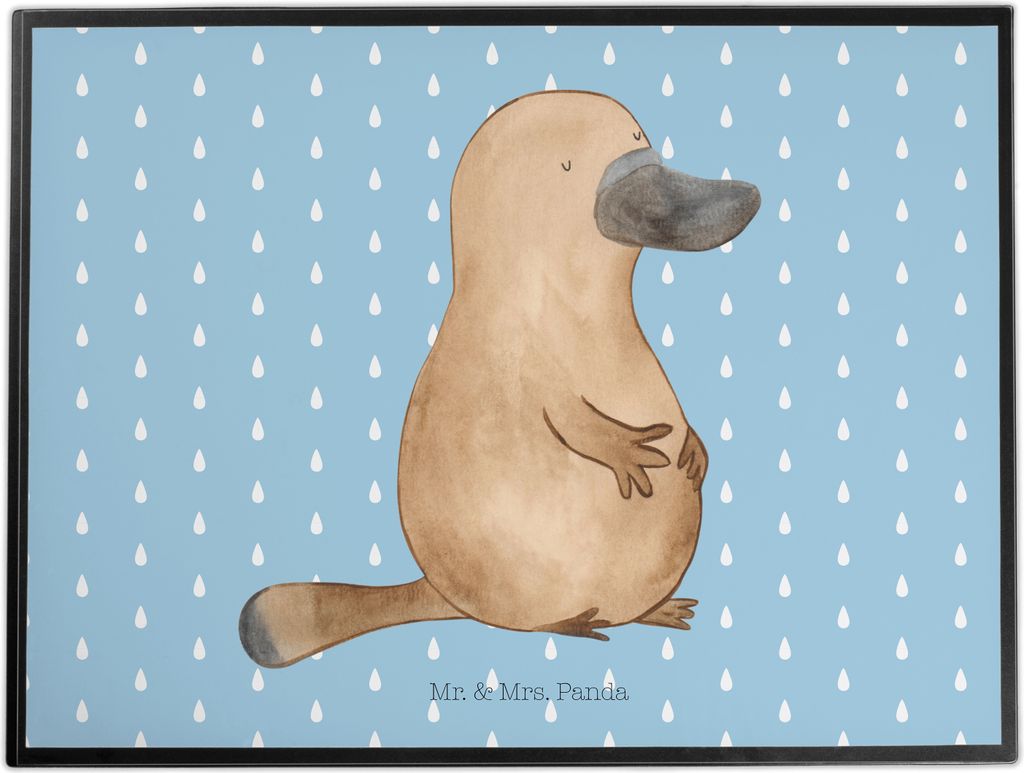 Mr. & Mrs. Panda Schreibunterlage Schnabeltier Mut - Blau Pastell - Geschenk, Motivation, malunterlage, schreibtischunterlagen, Meerestiere, Büro,...