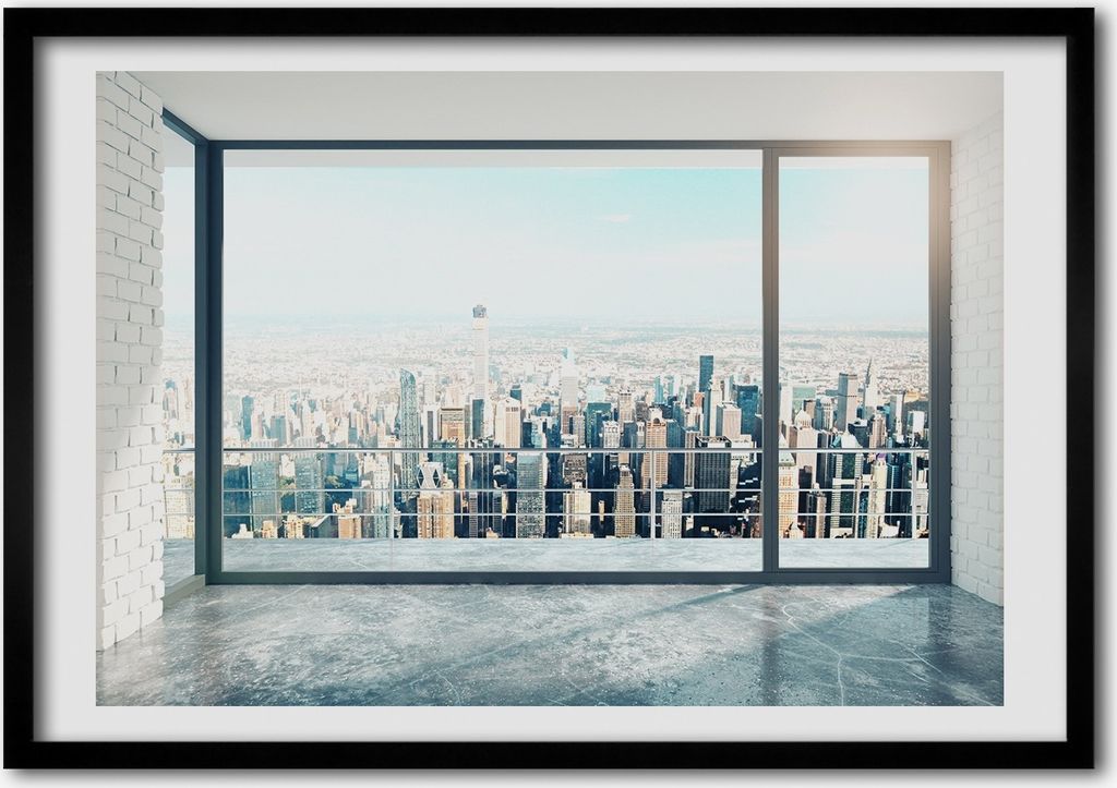 Bild - Bilder - Bilderrahmen - 70 cm x 50 cm - MDF-Rahmen, Wandkunst Blick auf die Stadt