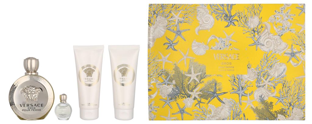 Versace Eros Pour Femme Giftset Edp Spray 100ml/Perfumed Shower Gel 100ml/Perfumed Body Lotion 100ml/Edp 5 ml 305 ml