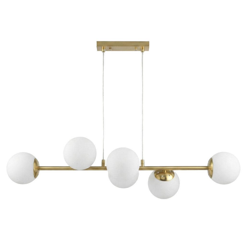 MasterLED Design Pendelleuchte Gold 6-flammig – Moderne E27 Glas-Hängelampe für Esszimmer & Wohnzimmer, Höhenverstellbar