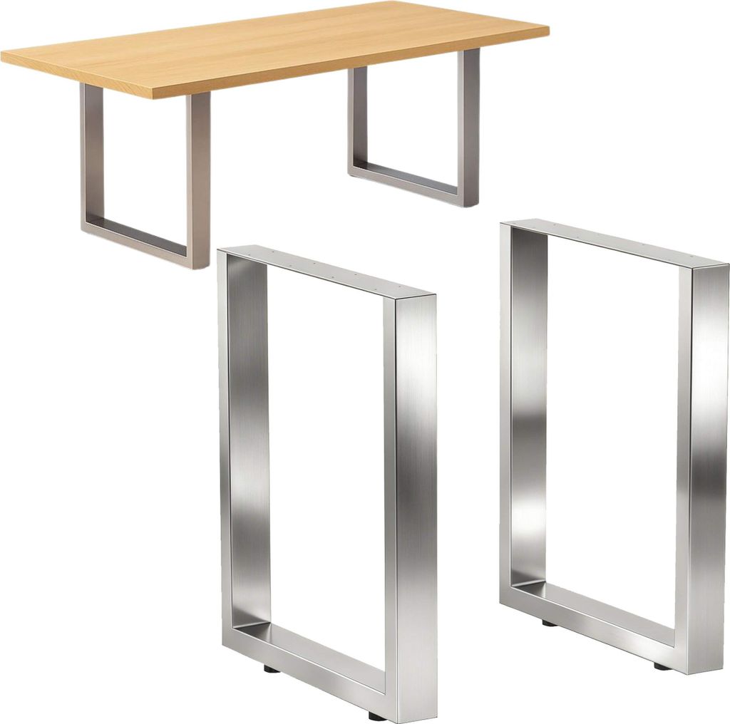 DanDiBo 2x Tischbeine Edelstahl 72 x 60 cm Tischgestell Höhenverstellbar 96673 Tischfüße Möbelfüße Tischkufen Esstisch Beine