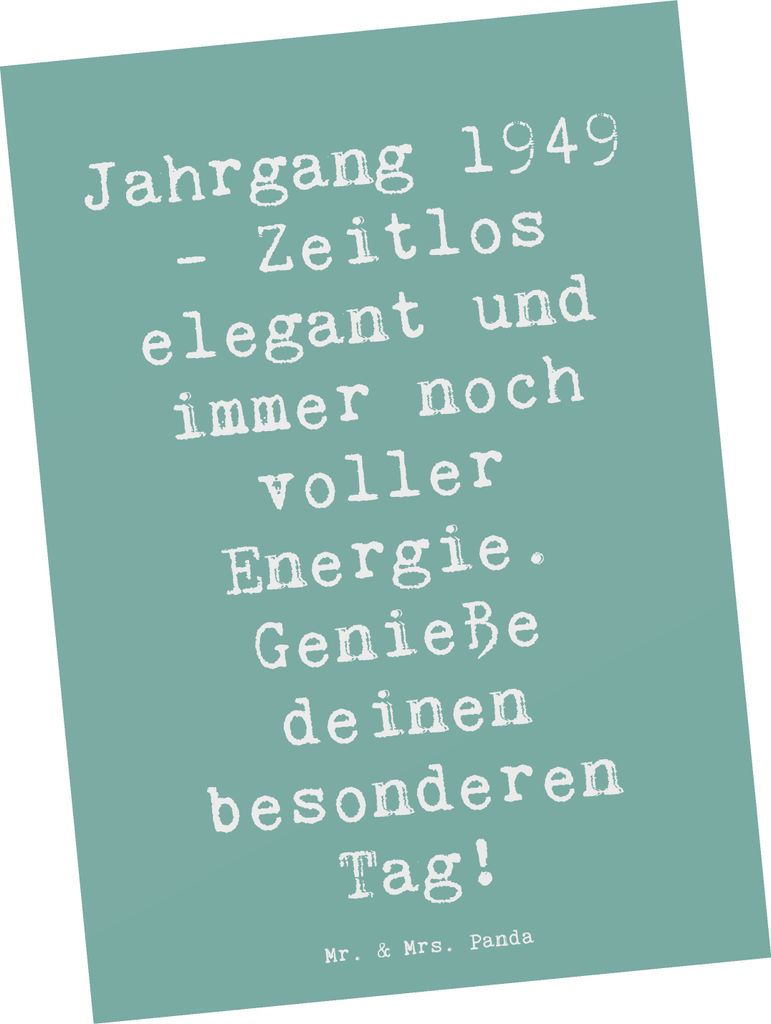 Mr. & Mrs. Panda Postkarte Spruch 1949 Geburtstag - Produktbild 