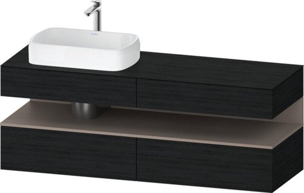 Duravit Qatego Konsolenwaschtischunterbau, 2 Auszüge, 2 Schubkästen, Ausschnitt links, 1600x550x600mm, Nische Basalt Matt, QA4777043160000