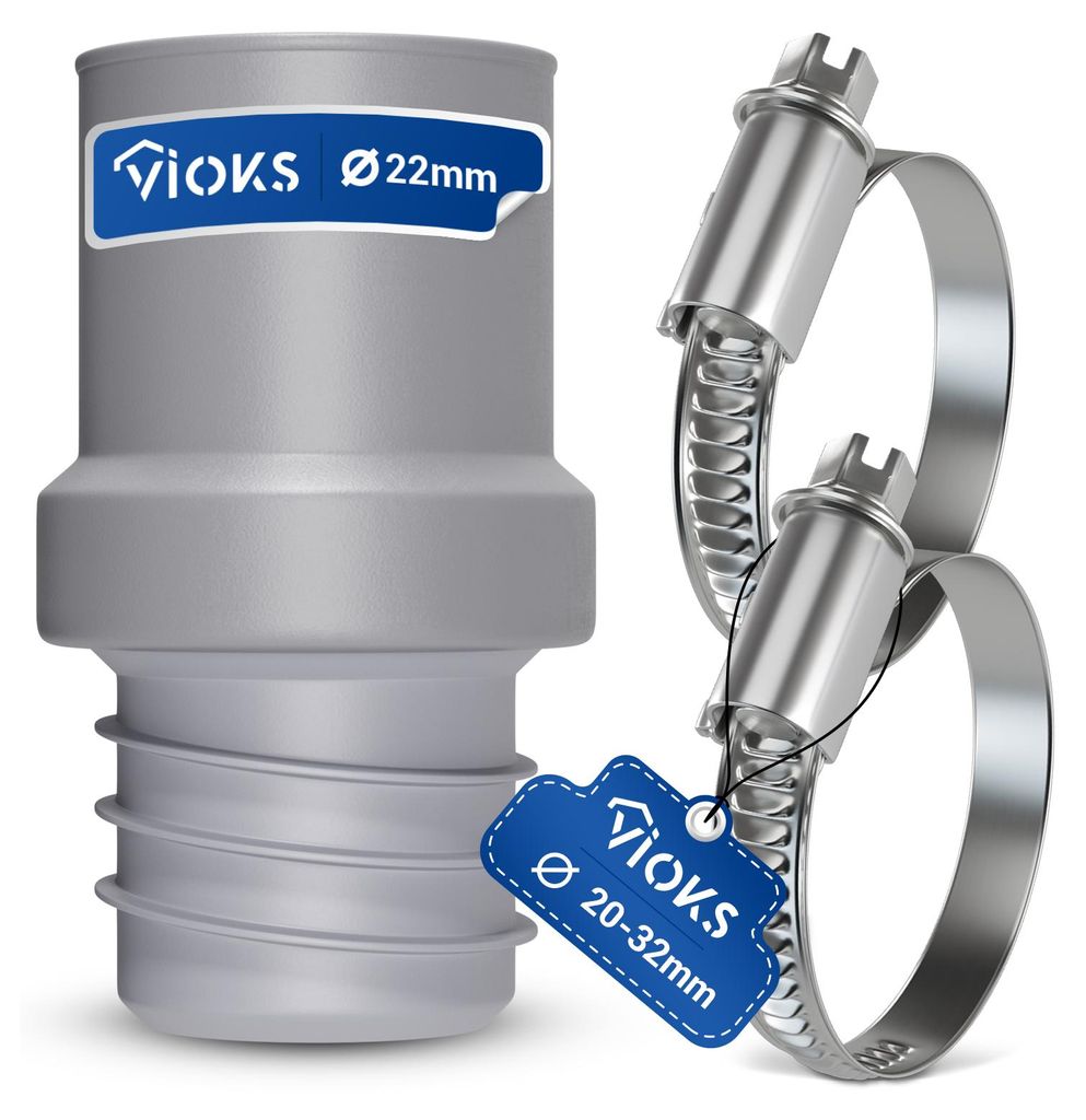 Ablaufschlauch Endstück 22mmØ Abflussadapter + 2x Schellen Produktbild 