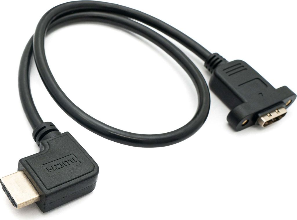 SYSTEM-S HDMI 1.4 Kabel 50 cm Typ A Stecker zu Stecker Schraube Winkel in Schwarz
