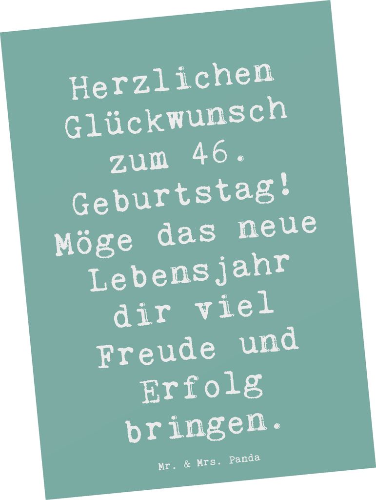 Mr. & Mrs. Panda Postkarte Spruch 46. Geburtstag - Meeresbrise - Geschenk, liebevolle Geschenke, besondere Grüße, Grußkarte, Ansichtskarten, Jub...