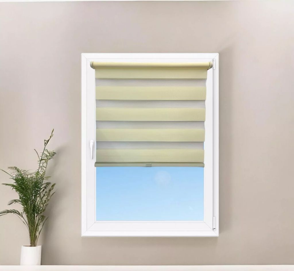 Doppelrollo Klemmfix ohne Bohren Fensterrollo Zebrarollo Duorollo 1er-Set 100cm Creme