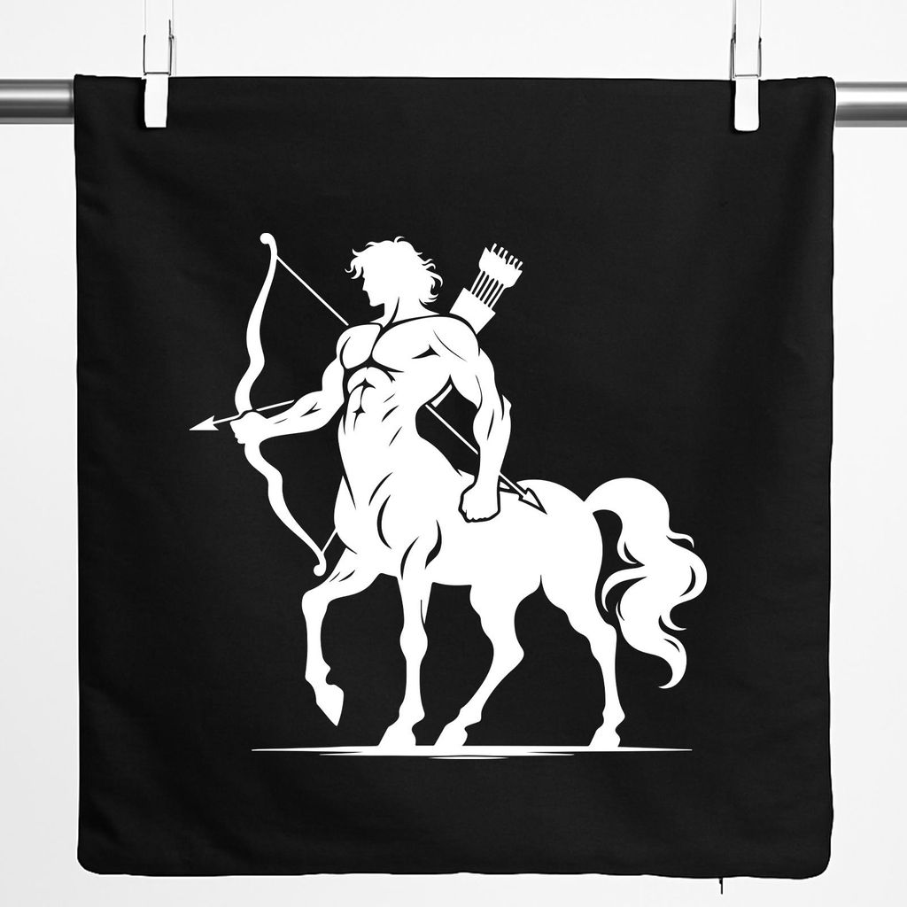 Huuraa Kissenbezug Zentaur Fabelwesen 40x40cm Black Baumwolle Dekokissenbezug Geschenkidee