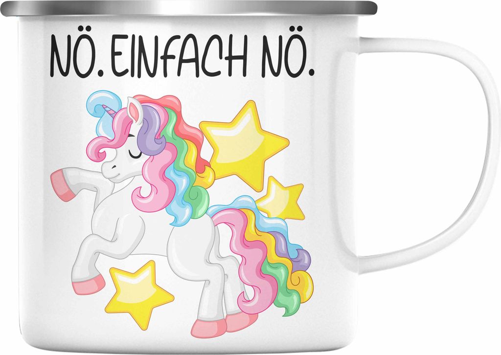 Trendation - Lustige Nö Einfach Nö Emaille Tasse Mit Spruch Einhorn Emaille Emaille Tasse Geschenk Mama Freundin Kollegin Geschenkidee Arbeit Fra...