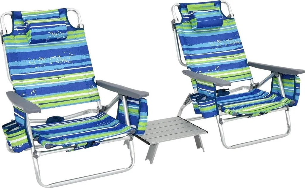 Ensemble de 3 chaises et table de plage pliables - Set nomade Modèle Azur - 5