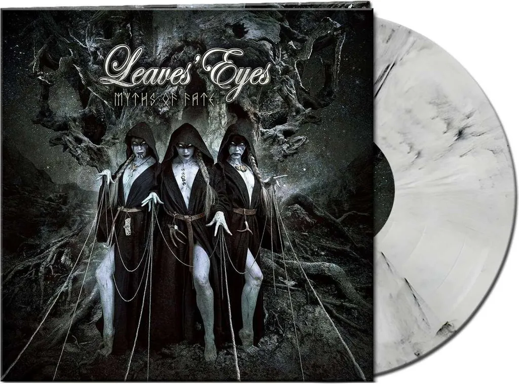 Myths Of Fate de Leaves' Eyes Vinyle Marbré Blanc Noir en Tirage Limité