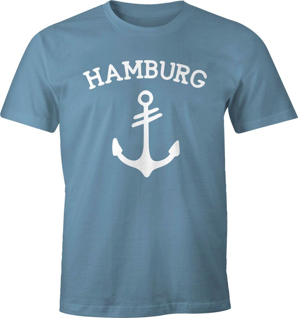 Herren T-Shirt Anker Design Hamburg Moonworks stone blue XXL