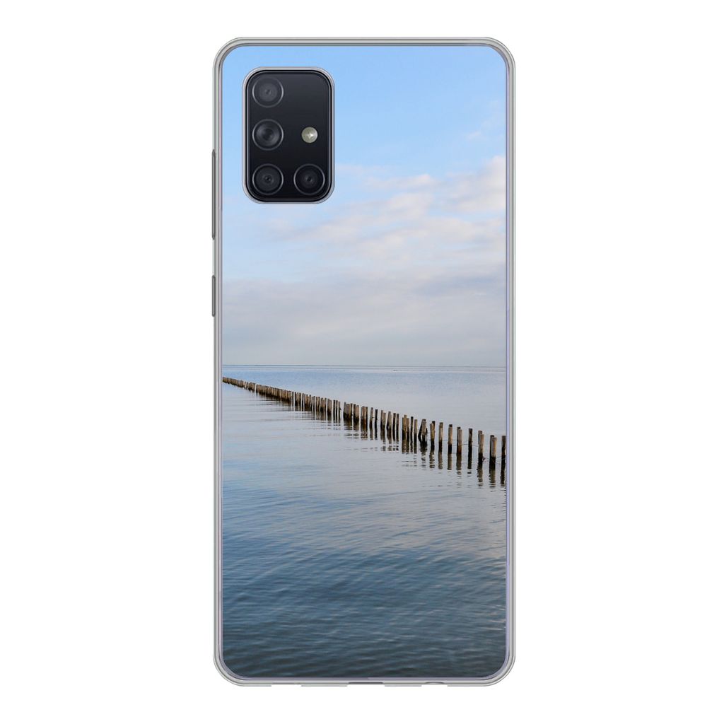 MuchoWow Handyhülle Schutzhülle Hülle für Samsung Galaxy A51 5G Nordsee - Wolken - Wasser Silikon Softcase Handy Hülle - Abbildung
