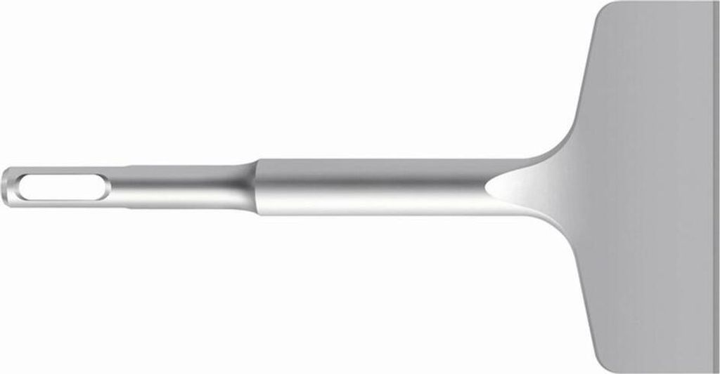 A close-up, studio shot of a tile chisel.