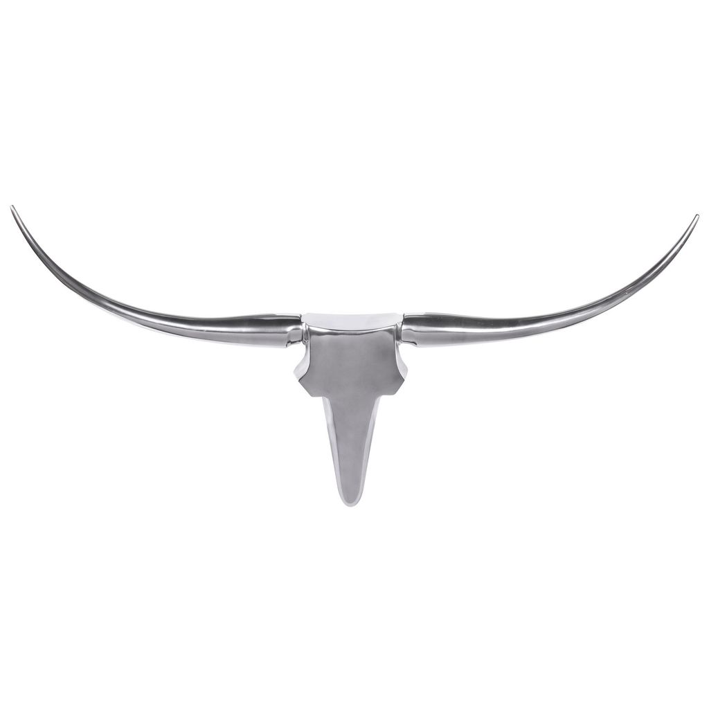 Deko Geweih Bull M WL1.245 Silber 100 cm Aluminium Design Hörner | Wanddekoration Stierkopf Horn Modern | Wandskulptur Geweih-Jagdtrophäe Metall ...