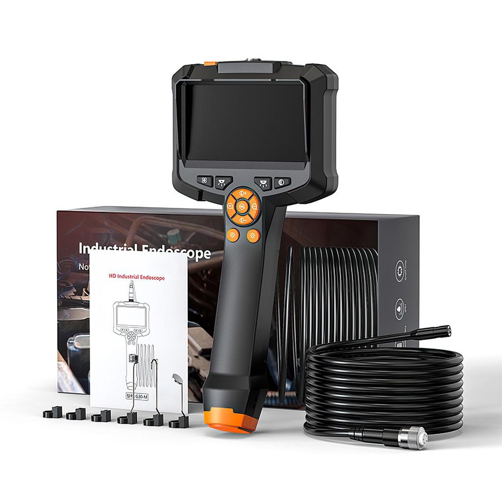 HD Endoskop 4,3" Display, 1080P, IP67, 2000 mAh Akku, Magnet, Haken & Spiegel für Auto, Rohre, Werkstatt