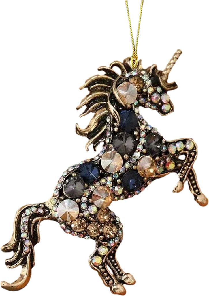 Pferde-Weihnachtsbaumschmuck, 2D-Acryl-Pferde-Hängeornament mit Glitzer-Strasssteinen, Geschenk für Frauen und Mädchen, Pferdeliebhaber