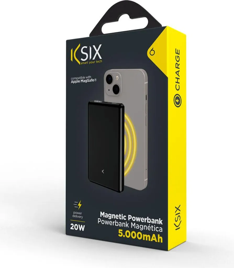 Powerbank Magnétique Transparente 5000mAh Ksix Charge Rapide 15W Sans Fil