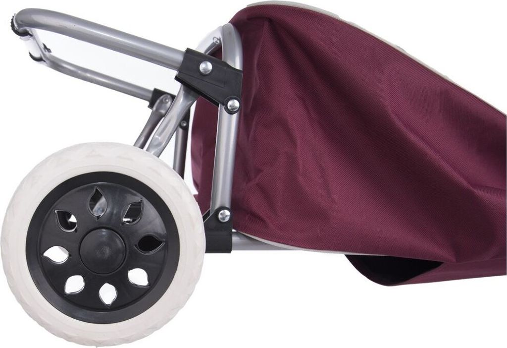 Einkaufstrolley 30 Liter Weinrot - Einkaufsroller Bis 25kg, Abnehmbare Tasche Mit Kordelzug