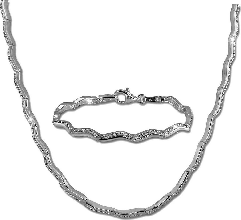 SilberDream Zirkonia Schmuck-Set Collier Armband 925er Silber Damen SDS461W