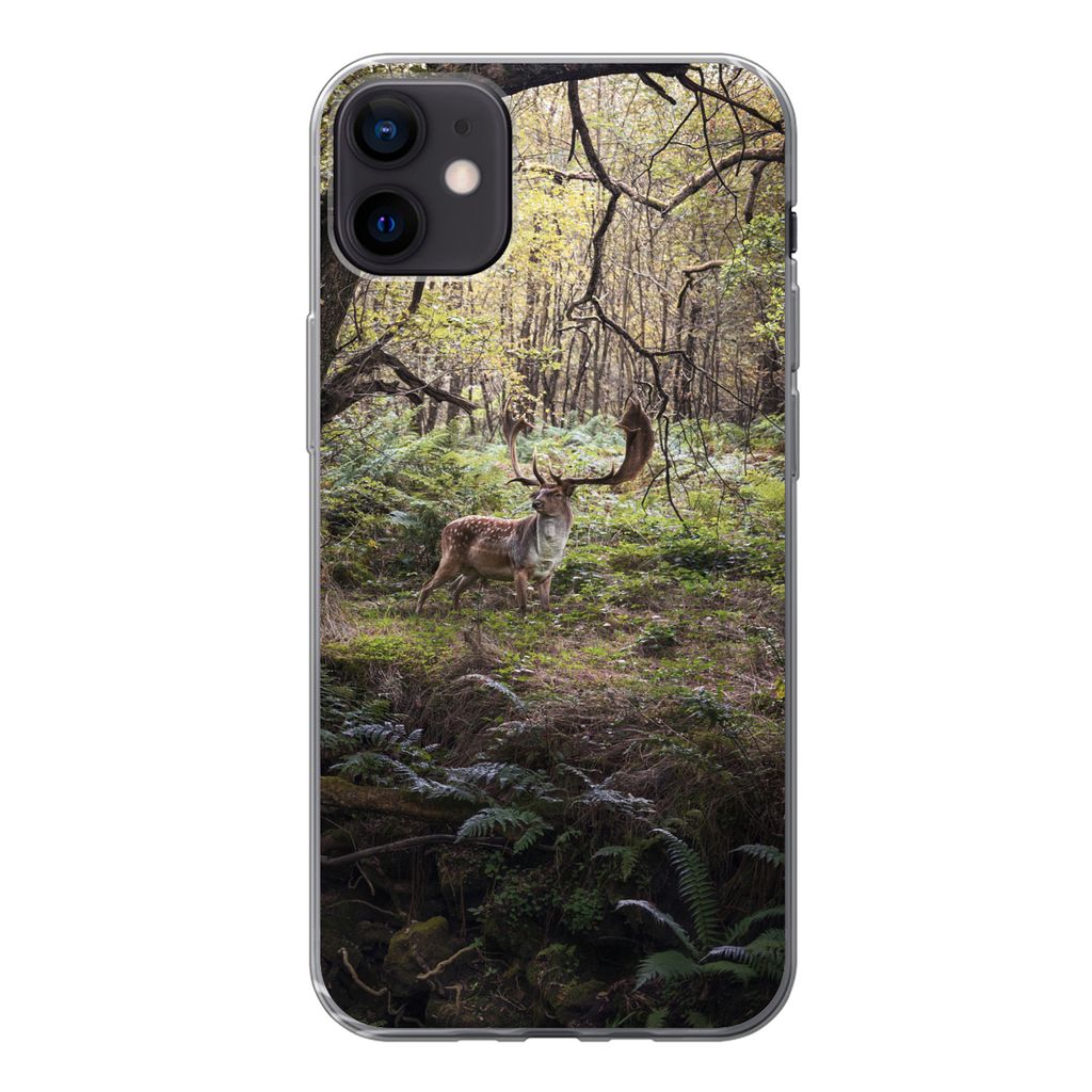MuchoWow Handyhülle Schutzhülle Hülle für iPhone 12 mini Waldtier - Hirsch - Sonne Silikon Softcase Handy Hülle - Bild