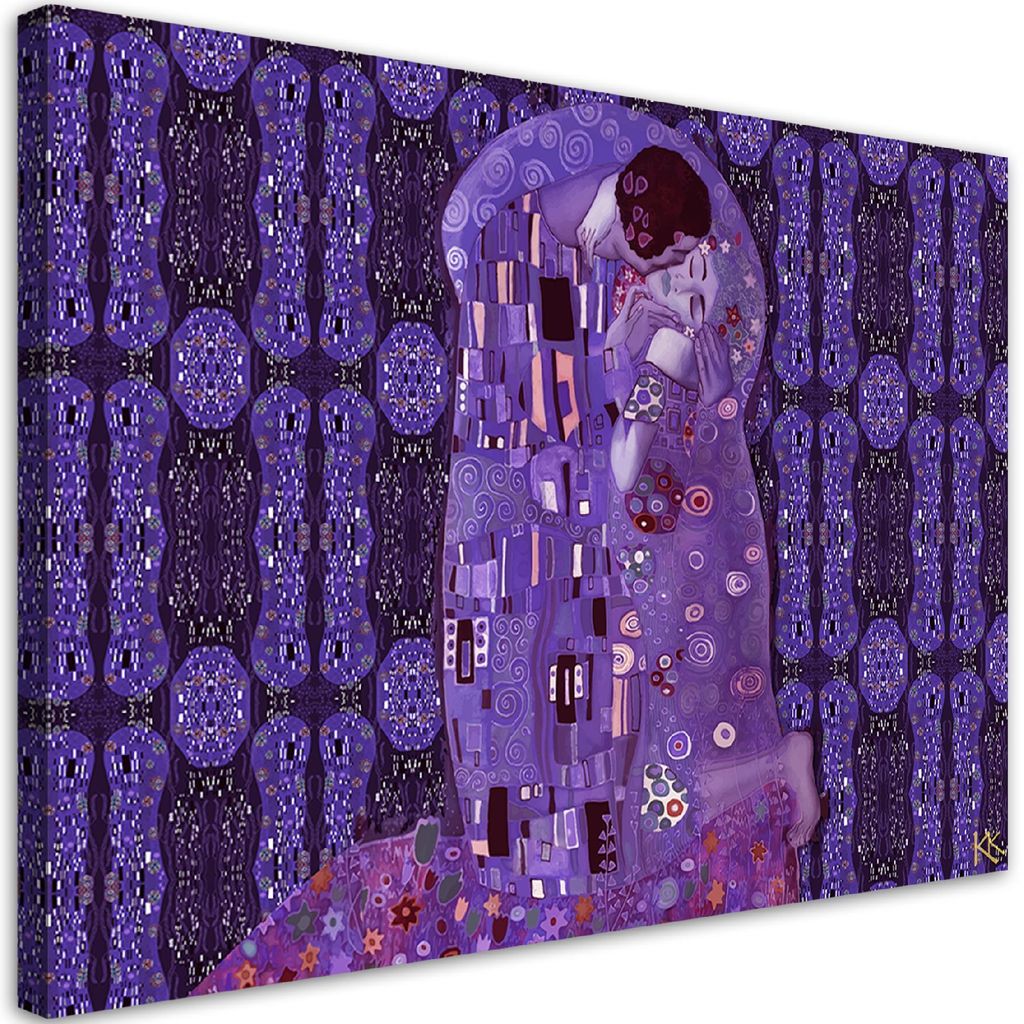 Leinwandbild Klimt Erfüllung Frau Abstraktion 100x70 Feeby Violett bild für die wand bereit zum aufhängen