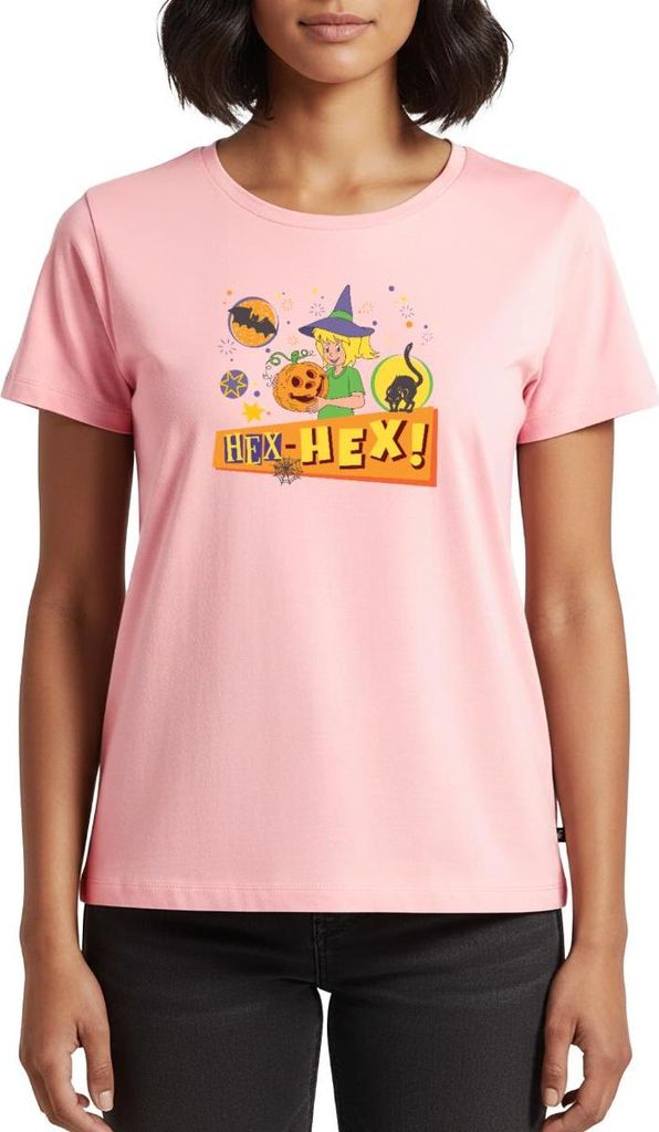 Spreadshirt Bibi Blocksberg Halloween Hex-Hex! Mit Bibi Frauen Premium T-Shirt, XXL, Rosa