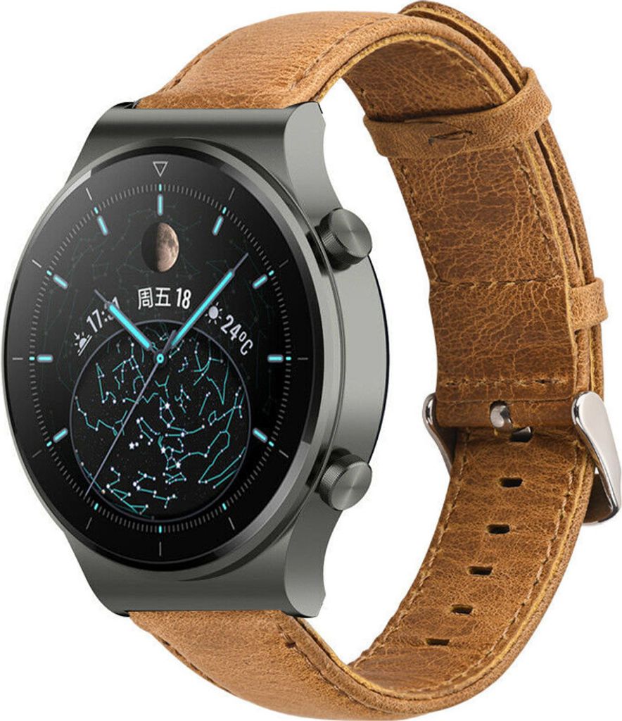 Strap-it Huawei Watch GT 2 Pro Lederarmband (Braun)