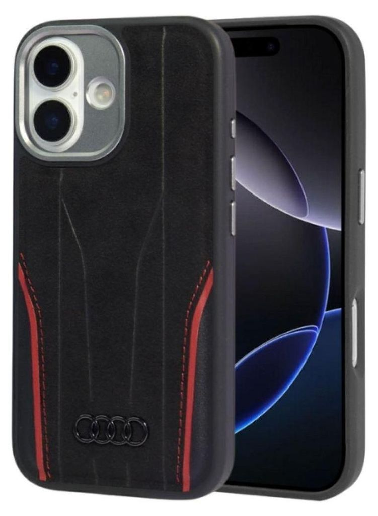 Etui Audi R8 Echtes Leder Magsafe Do Iphone 17 - Czarno-Czerwony