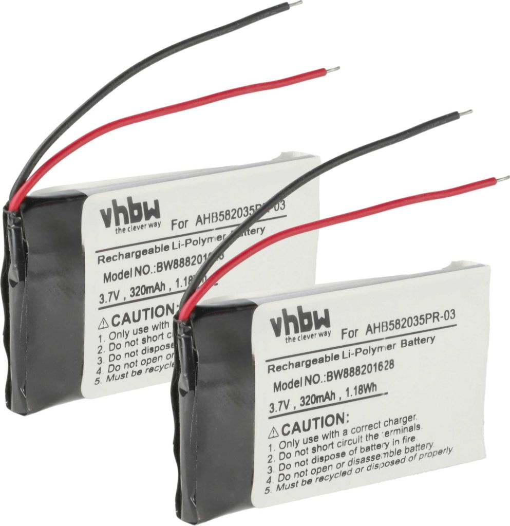vhbw 2x Akku kompatibel mit Jabra Speak 510 Freisprecheinrichtung Konferenztelefon (320 mAh, 3,7 V, Li-Polymer)