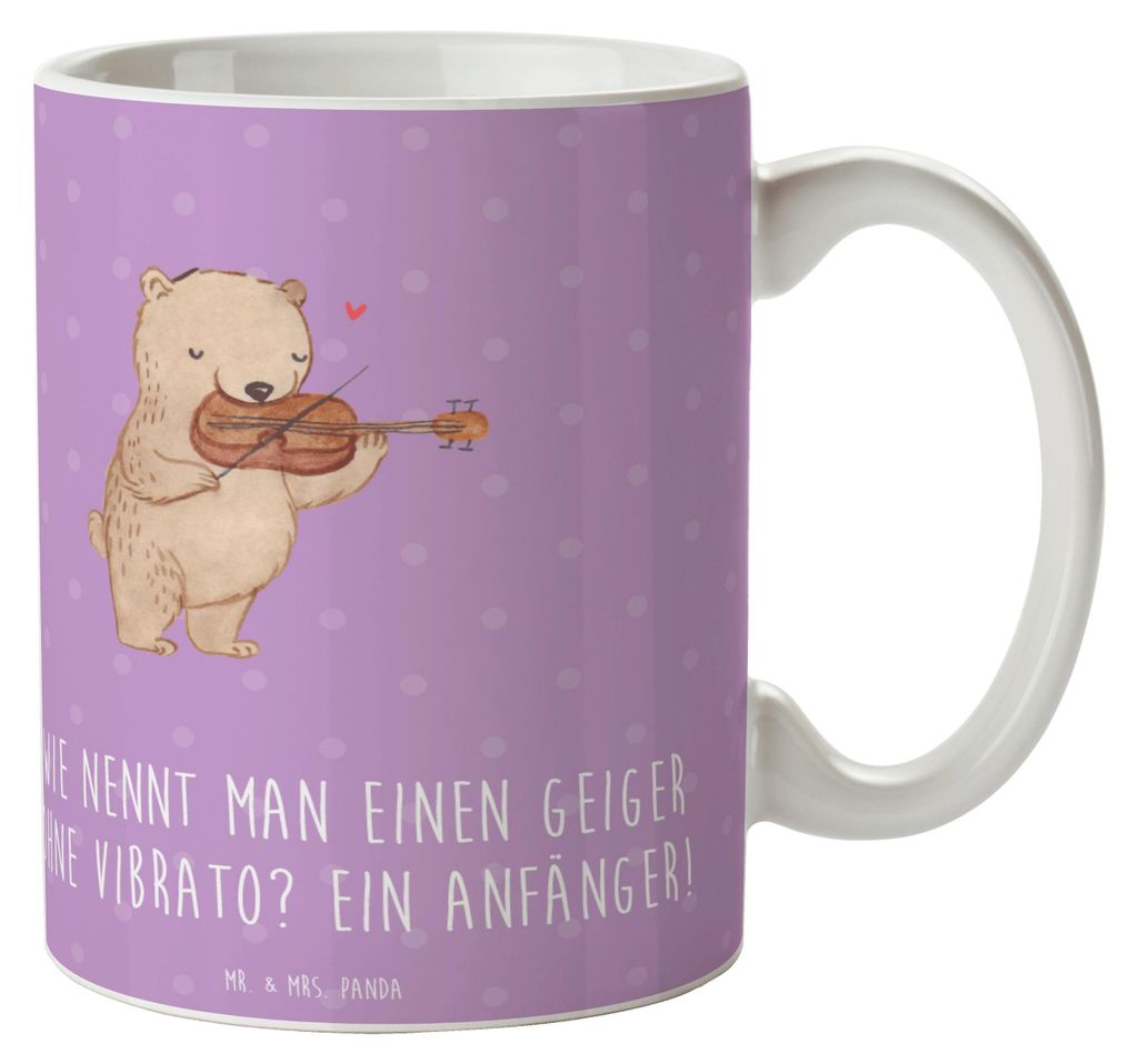 Mr. & Mrs. Panda Kaffeetasse Violine Anfänger - Lavendeltraum - Geschenk, Streichinstrument, Trinkbecher, Tasse, Kaffeebecher, Pott, Musikschule, ...