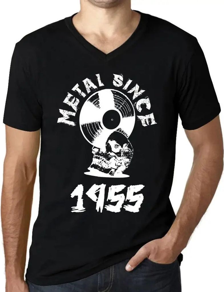 Herren Grafik T-Shirt V-Ausschnitt Metall seit 1955 – Metal Since 1955 – Geschenk 69. Geburtstag Jahrestag 69 Jahre Jubiläum 69 Jährige Mann ...