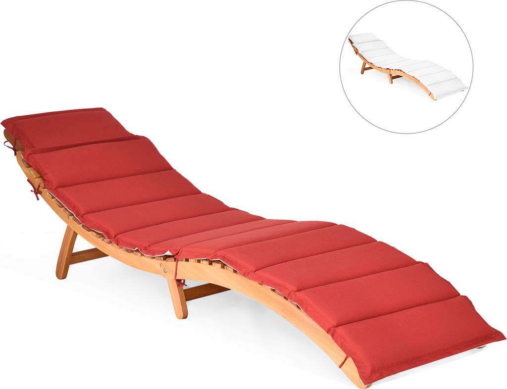 GOPLUS Sonnenliege klappbar, Gartenliege mit Faltbarer Kopfstütze, Liegestuhl Holz, inkl. 2 Auflage, Klappliege Relaxliege für Garten, Balkon und...