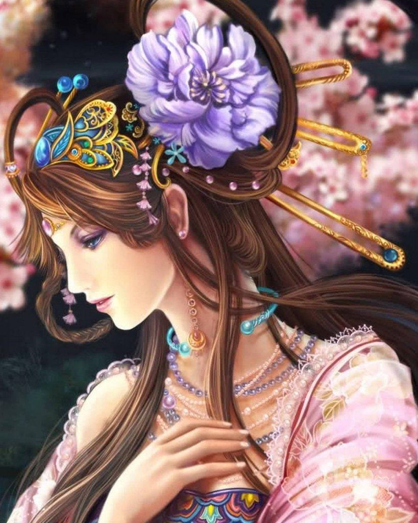 Diamantstickerei Japanerin 45x55 cm