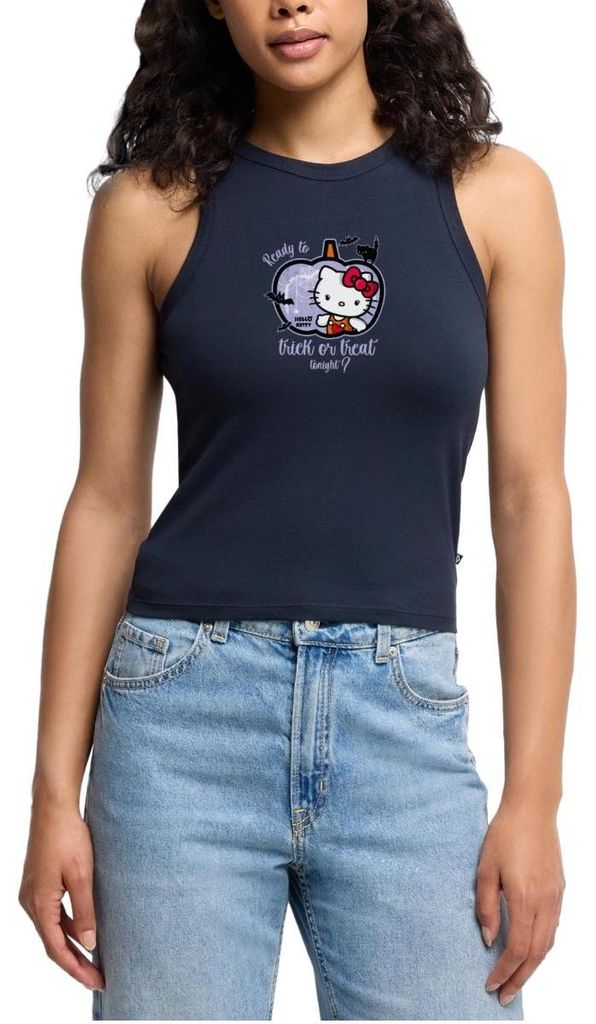 Spreadshirt Hello Kitty Halloween Süßes Oder Saures Cropped Frauen Organic Tank Top, XL, Navy