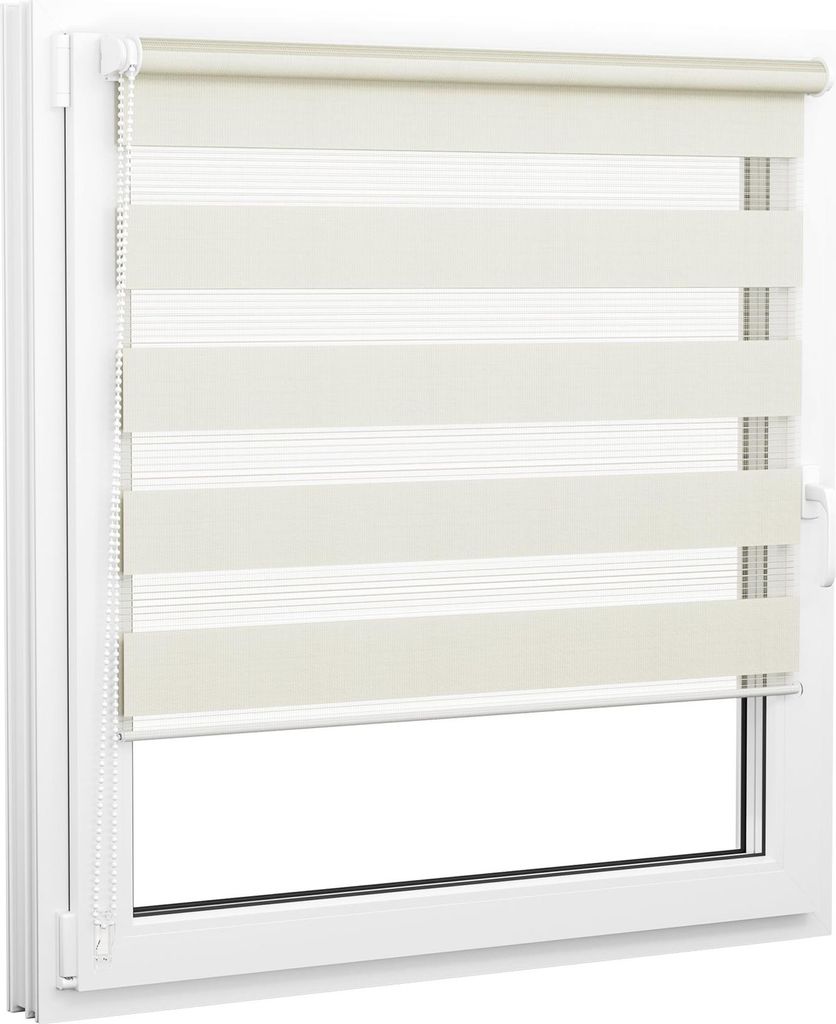 JALOUSIESCOUT Doppelrollo mit Klemm-, Klebe- und Schraubmontage, 102,5 x 230 cm, creme mit und ohne Bohren, Lichtdurchlässig, Feuchtraumgeeignet, ...