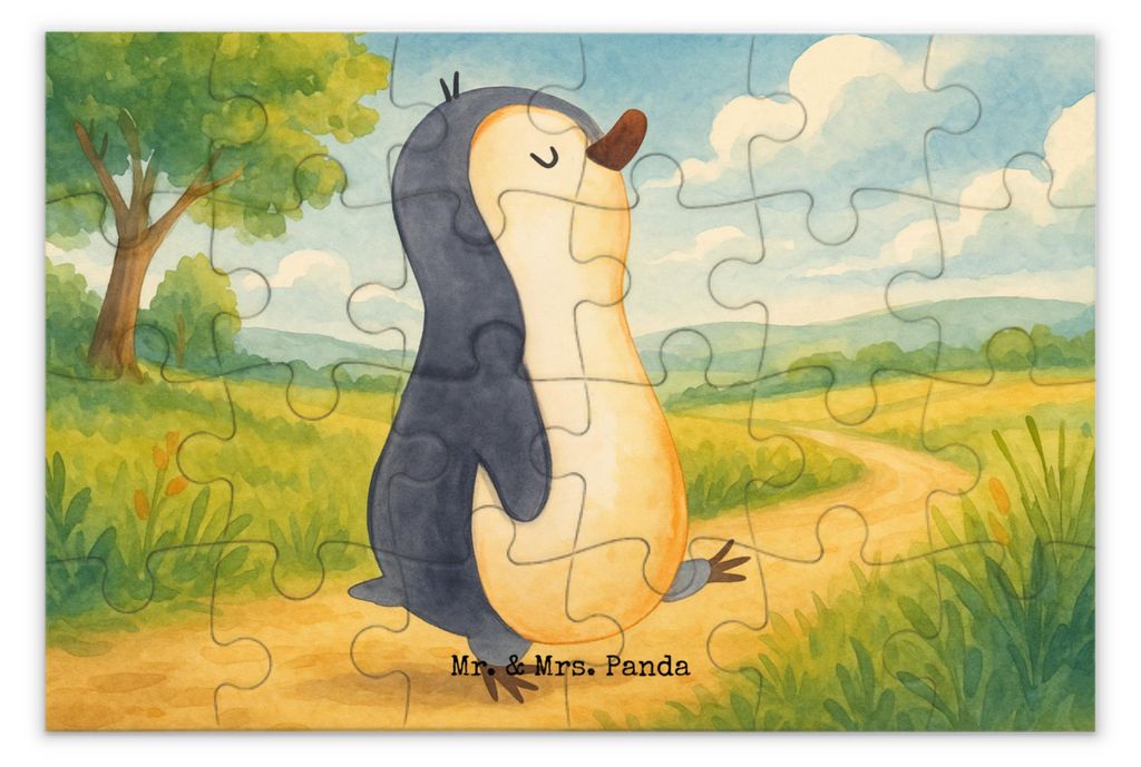 Mr. & Mrs. Panda Puzzle Pinguin marschieren Design 24 Teile - Weiß - Geschenk, Pinguine, 500, 2000, 1000, Familie, Geduldspiel, Frühaufsteher, 1500