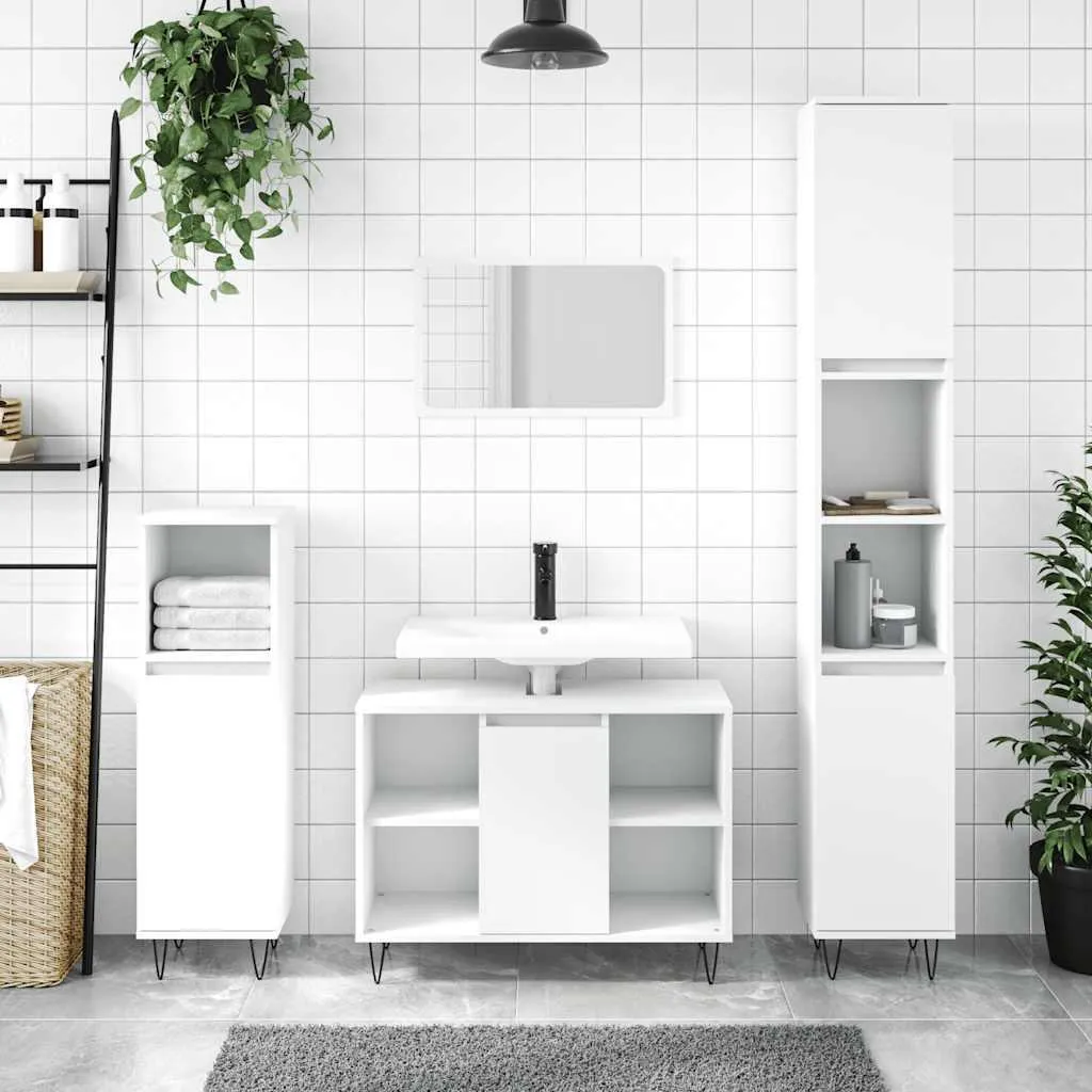 Mobiletto da Bagno vidaXL 80cm Bianco - Alta Resistenza e Stabilità - 2