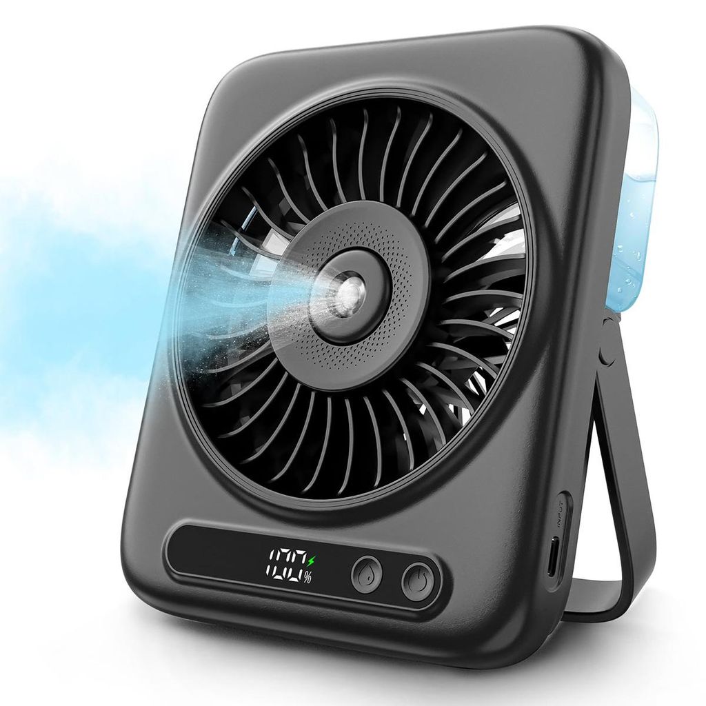 Mini-Wasser-Kühl-Tischventilator mit LED-Display, 6000mAh Produktbild 