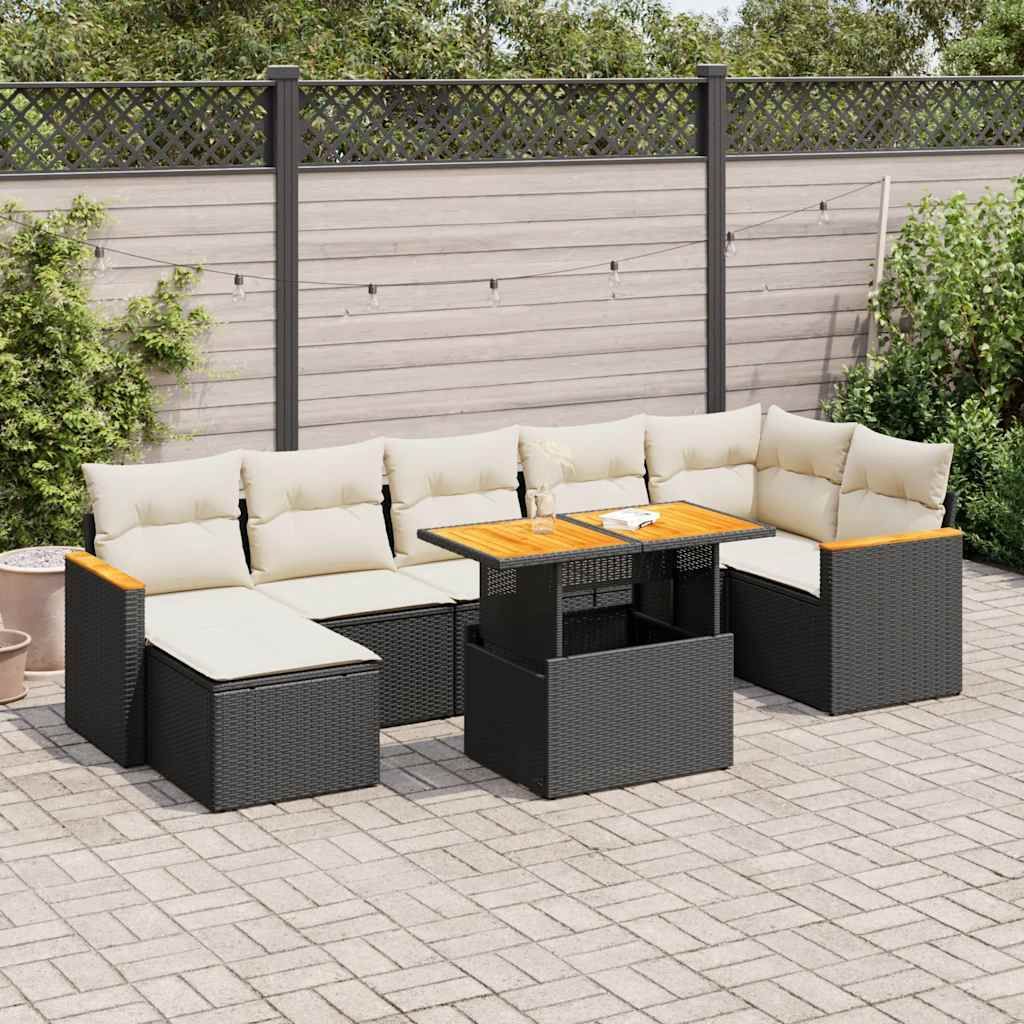 Maison Exclusive - 8-tlg. Garten-Sofagarnitur mit Kissen Schwarz Poly Rattan