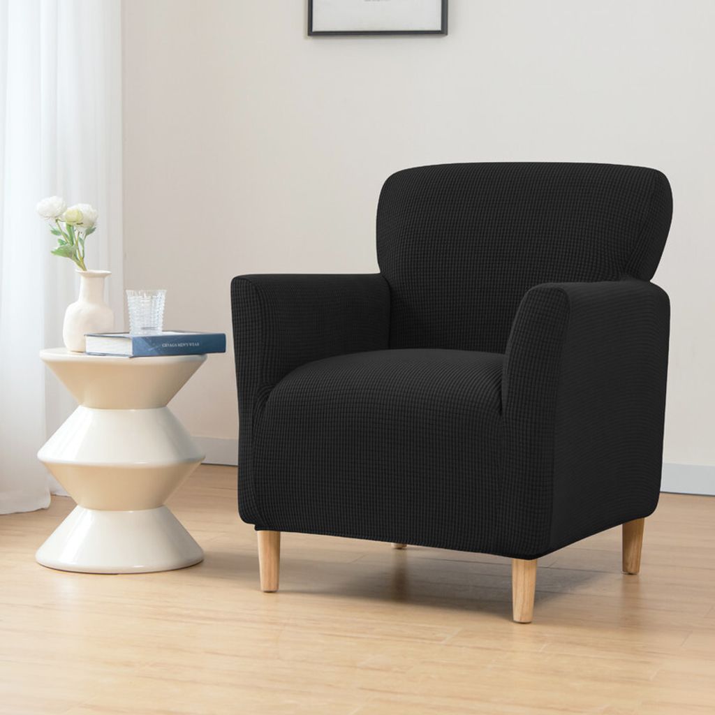 (Schwarz)Elastischer Sofabezug High Stretchhusse Sofa Schonbezug 1-Sitzer Sofa-Überwürfe,Plüsch Stricken Sofahusse