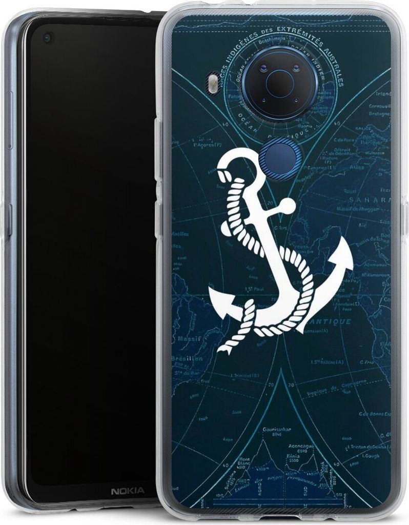DeinDesign Handyhülle für Nokia 3.4 Silikon Hülle Case Smartphone Schutzhülle Anker Landkarte Segeln