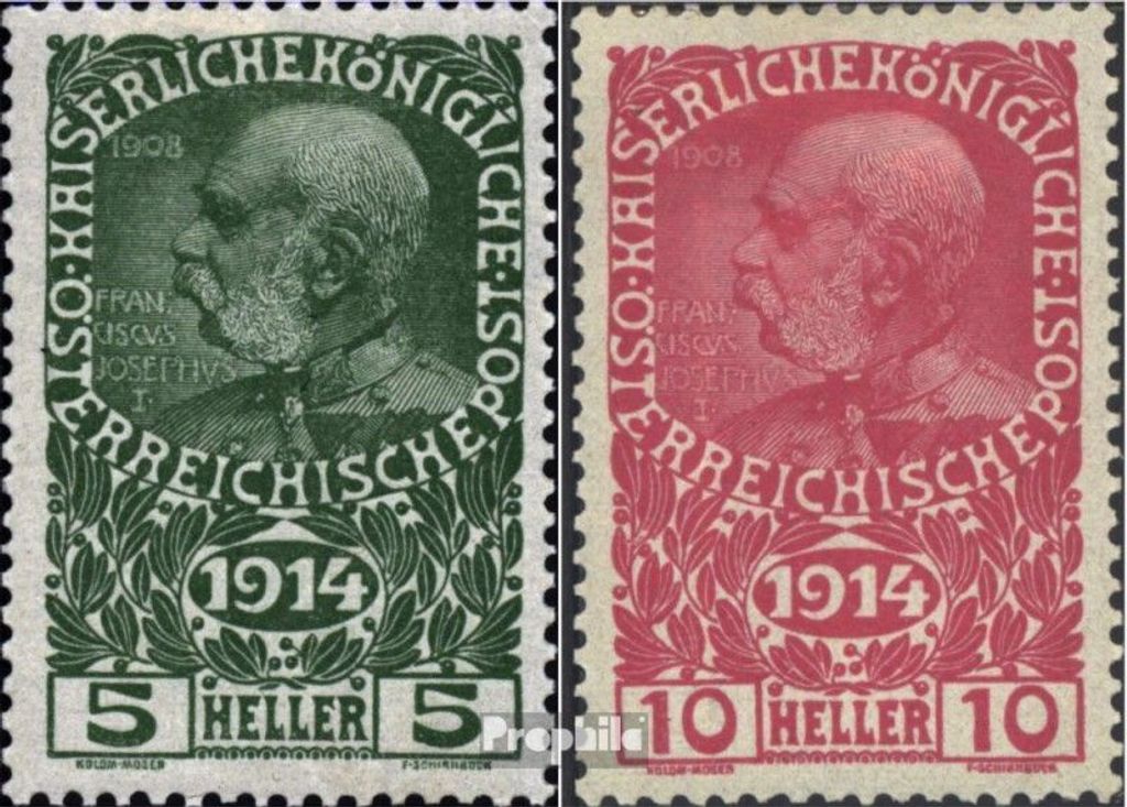 Briefmarken Österreich 1914 Mi 178-179 (kompl.Ausg.) Jahrgang 1914 komplett gestempelt Wohlfahrtsmarken