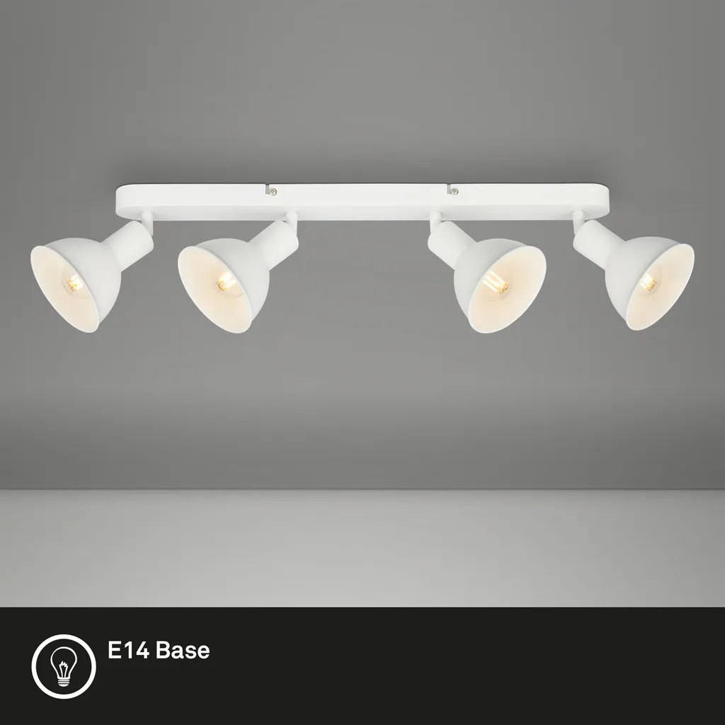 Rampe de Spots de Plafond Orientables Blancs Style Industriel 4xE14