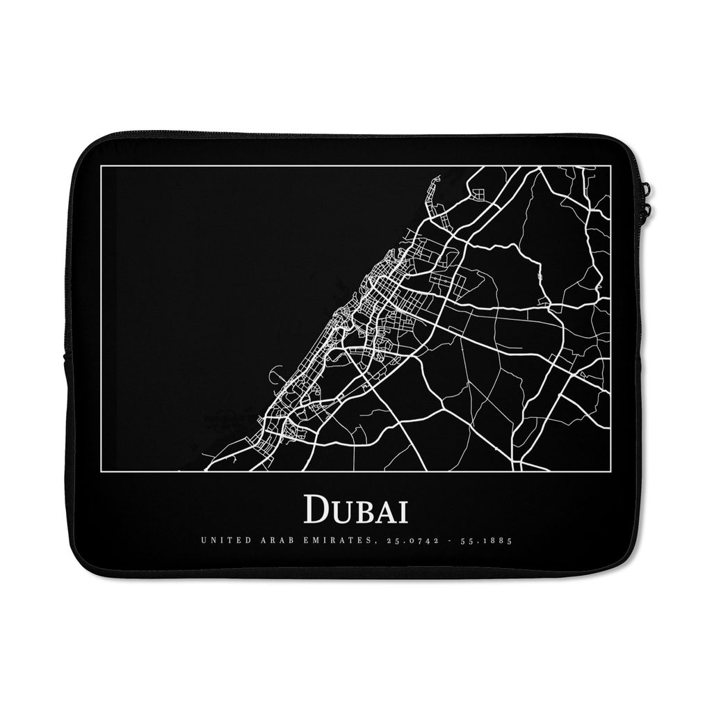 MuchoWow Laptop Hülle 17 Zoll Laptoptasche Dubai Stadtplan - Karte - Zipper - Schutzabdeckung