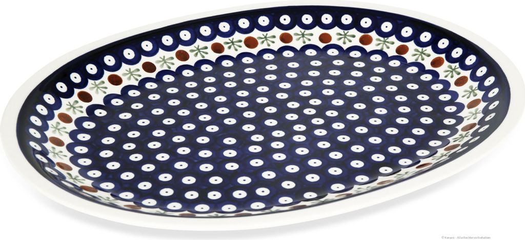 Original Bunzlauer Keramik große ovale Servierplatte Platte Teller 34x26,7x2,8 cm Design 41