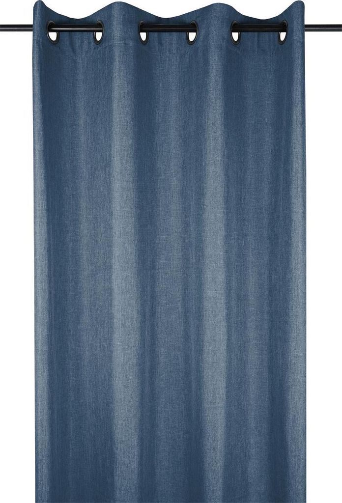 STOF | Vorhang - 140x260 cm - Dunkelblau - Klassisch, Blickdicht, Elegante Ösen