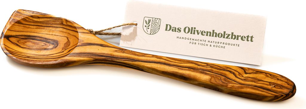 Pfannenwender aus Olivenholz mit Mulde und Ecke 30 cm