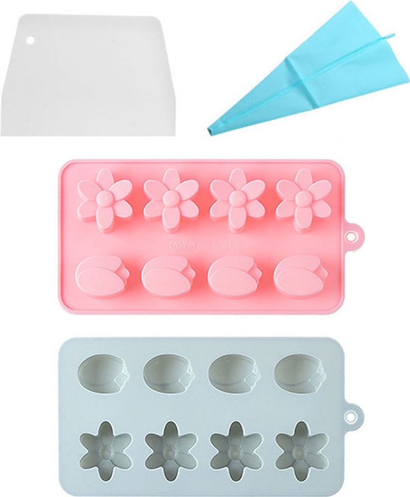 2 Stück 8-Fächer Tulip Flowers Schokoladen-Gummi-Formen Antihaft-Silikon-Backformen Für Die Herstellung Von Eiswürfeln, Gelee, Schokolade, Seif...