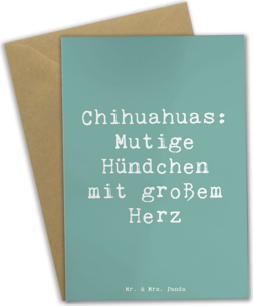 Mr. & Mrs. Panda Glückwunschkarte Spruch Chihuahua Mut - Meeresbrise - Geschenk, Hund mit Persönlichkeit, Klappkarte, Mutige Hündchen, Chihuahua...